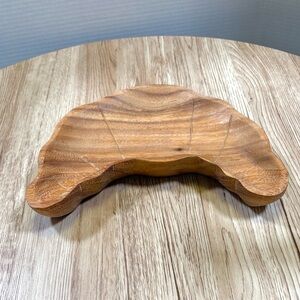 RUSTIC WOOD PLATTER, Wooden Croissant/ Shell Shaped Decorative or Serving Tray